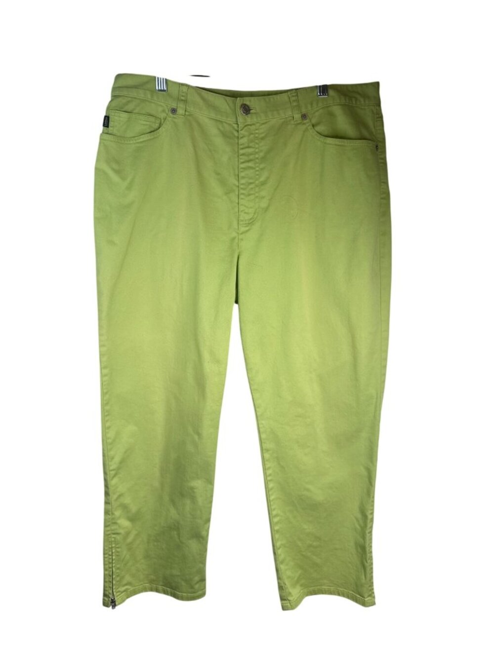 2/$30 Lauren Jeans Co. Ralph Lauren 14 Lime Green Stretch Cropped Pants - Picture 2 of 16